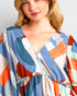 Coral & Blue Abstract Mini Dress
