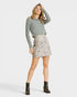 Light Gray Star Print Mini Skirt