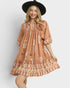 Terracotta Border Print Mini Dress