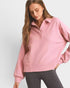 Pink Textured Collared Pullover Top