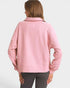 Person wearing a pink sweatshirt on a white background