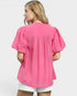 Rose Pink Puff Sleeve Button Blouse