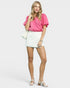 Rose Pink Puff Sleeve Button Blouse