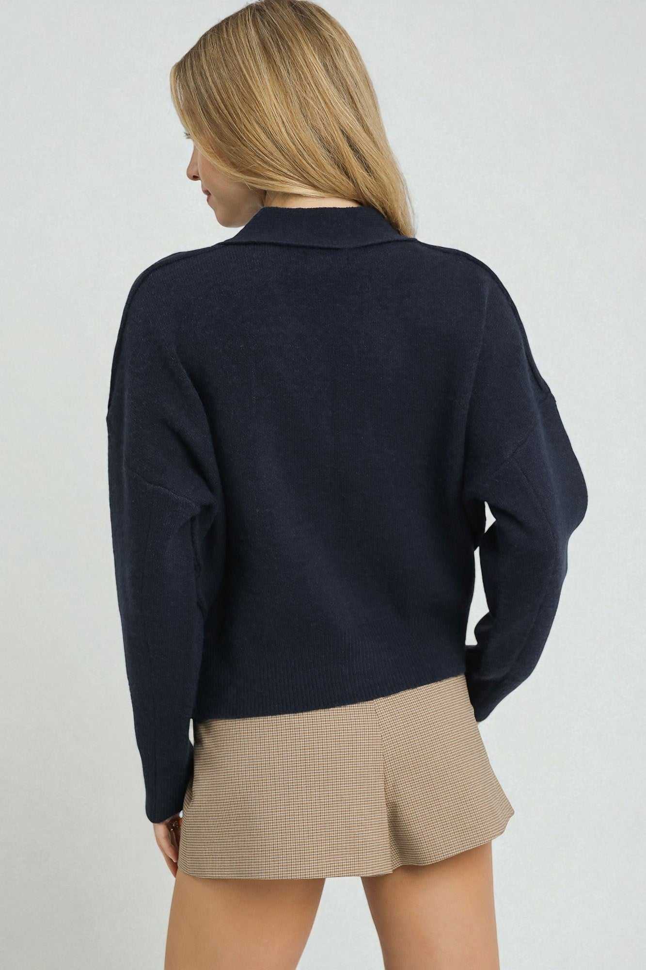 Navy Button Front Cardigan