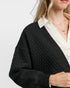 Black Quilted Button Front Cardigan