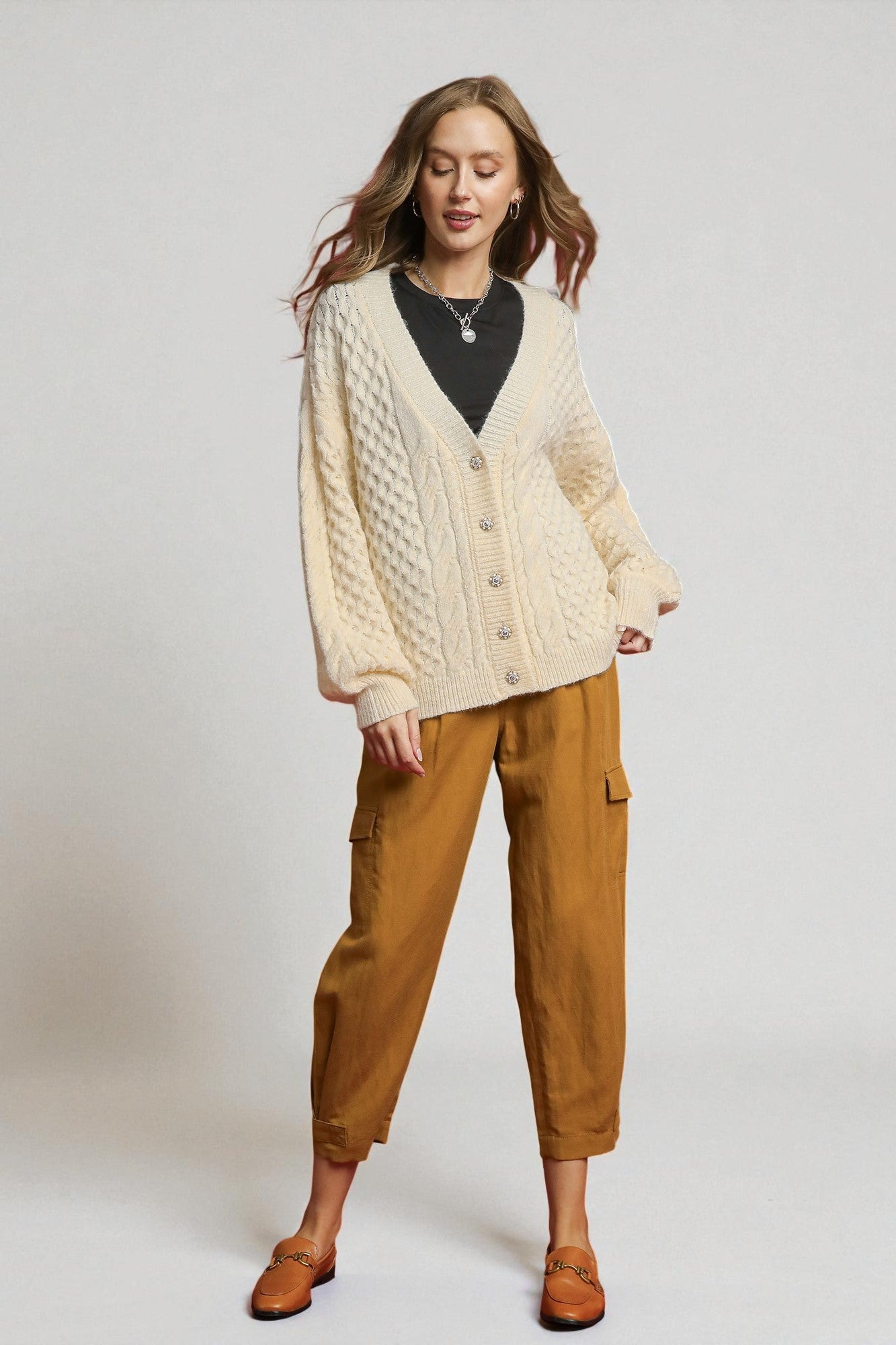 Cream Cable Knit Cardigan