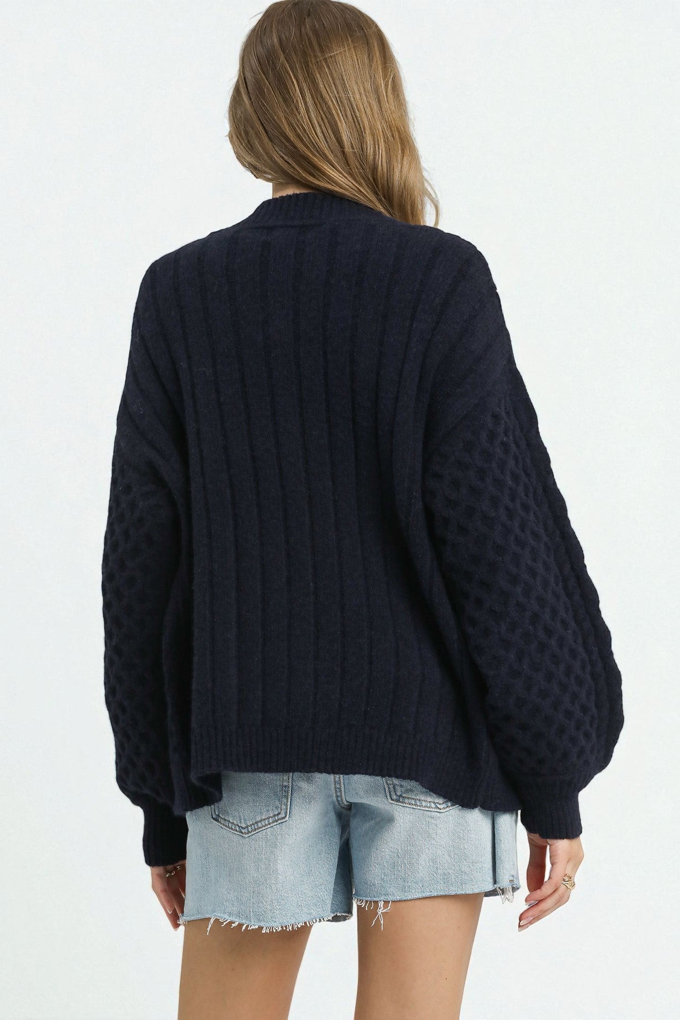 Navy Cable Knit Cardigan