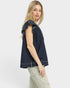 Dark Wash Denim Flutter Sleeve Blouse