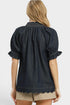 Dark Wash Scallop Hem Denim Top