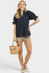 Dark Wash Scallop Hem Denim Top