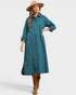 Teal Cotton Collared Midi Dress