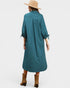 Teal Cotton Collared Midi Dress