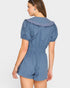 Dusty Blue Eyelet Collar Romper