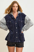 Midnight Chenille & Gray Knit Hooded Shacket