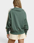 Forest Green Colorblock Collared Sweatshirt
