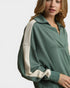 Forest Green Colorblock Collared Sweatshirt