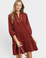 Merlot Corduroy Collared Mini Dress