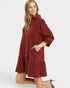 Merlot Corduroy Collared Mini Dress