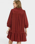 Merlot Corduroy Collared Mini Dress
