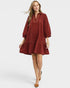 Merlot Corduroy Collared Mini Dress