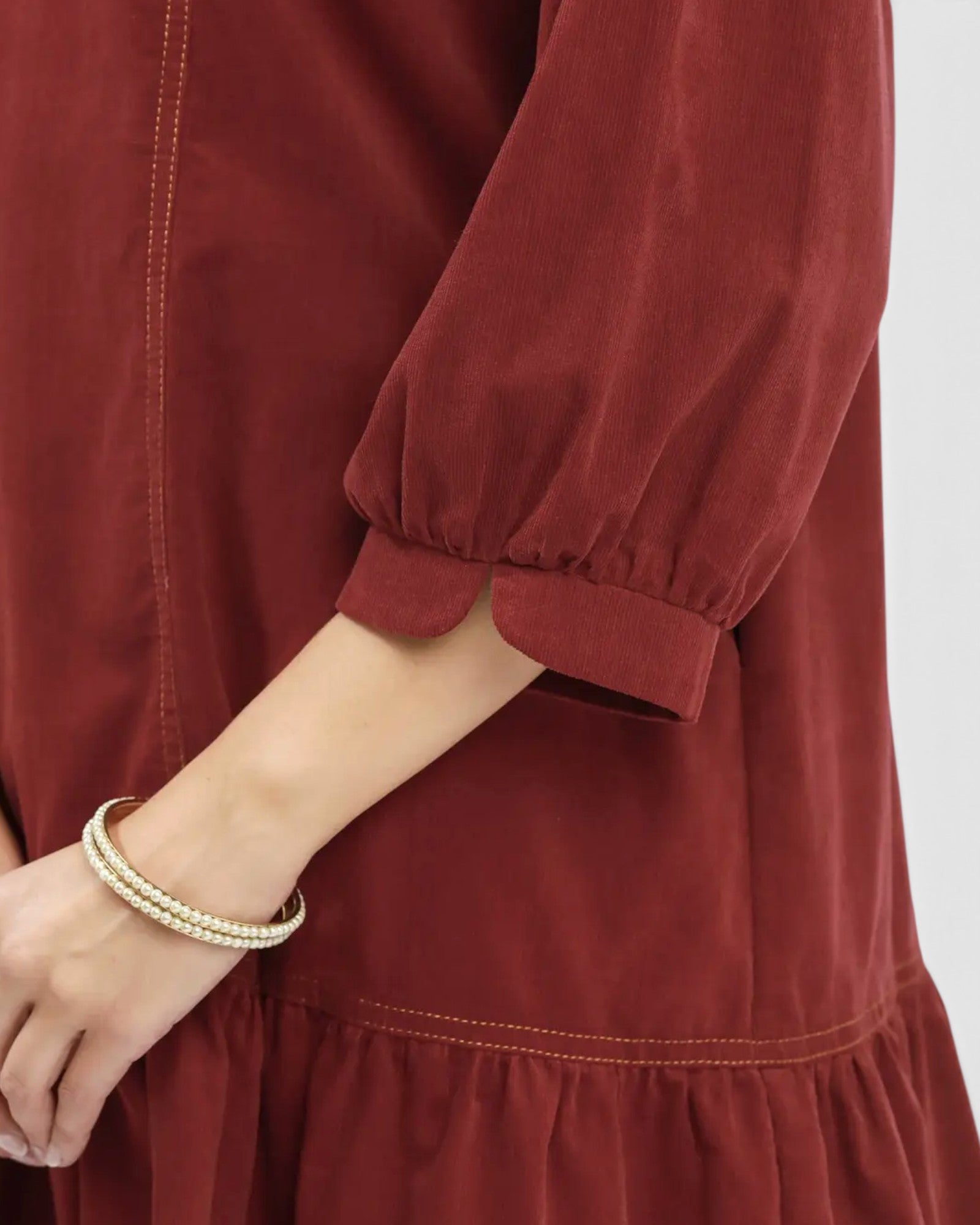 Merlot Corduroy Collared Mini Dress