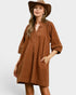 Camel Corduroy Pocket Mini Dress