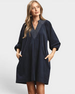 Navy Corduroy Pocket Mini Dress