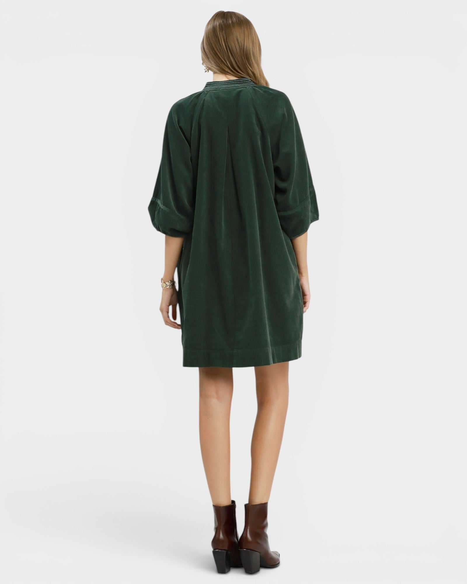 Hunter Green Corduroy Pocket Mini Dress