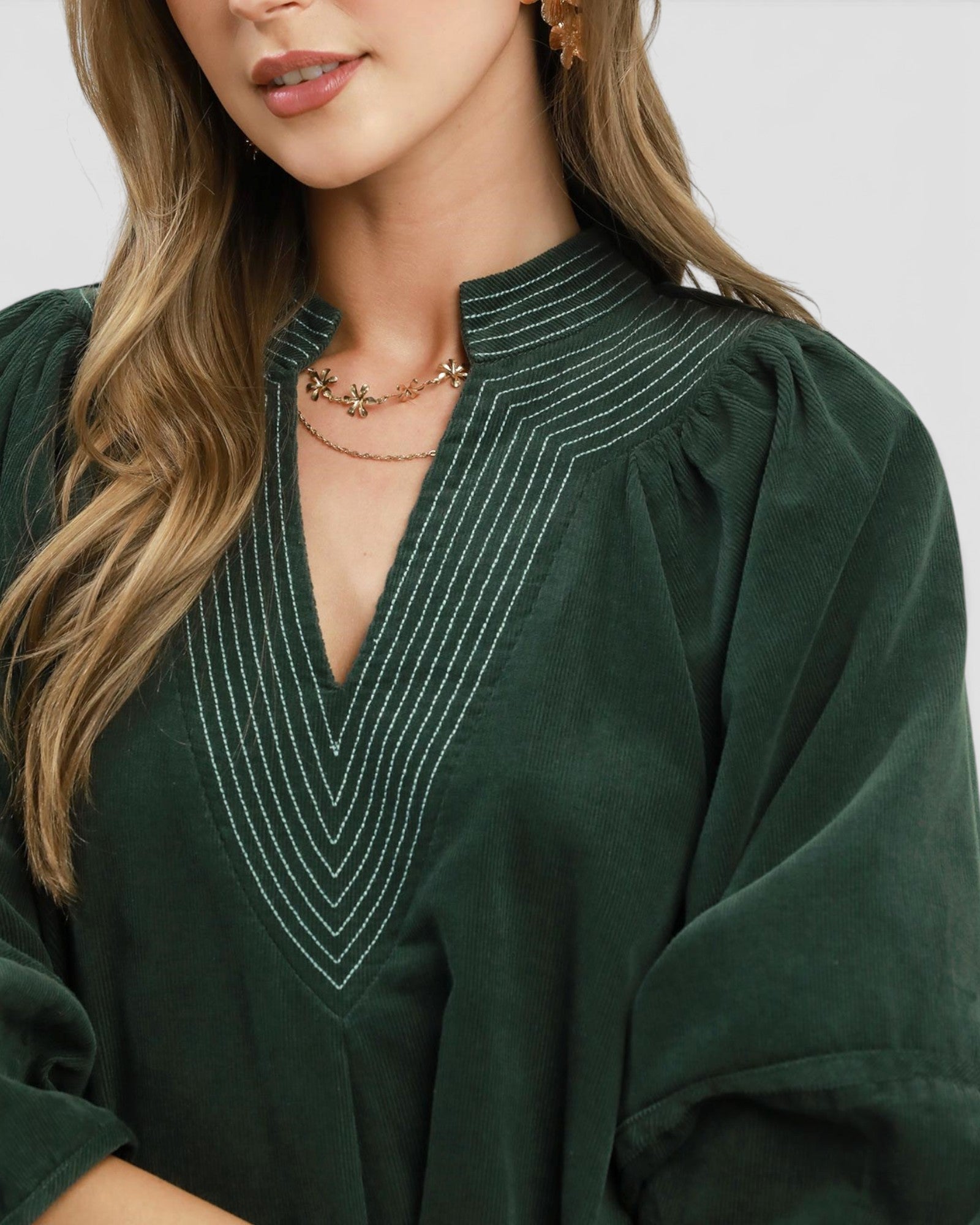 Hunter Green Corduroy Pocket Mini Dress
