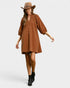 Camel Corduroy Pocket Mini Dress