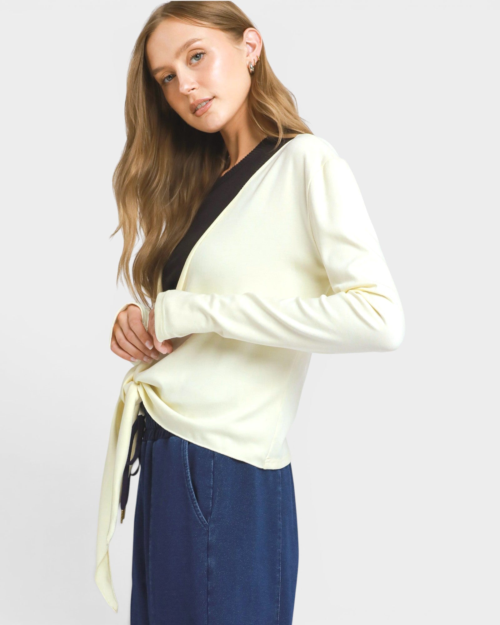 Off White Tie Front Cardigan
