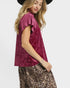 Magenta Velvet Short Sleeve Top