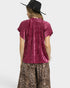 Magenta Velvet Short Sleeve Top