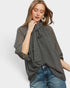 Black Dot Print Tie Neck Blouse
