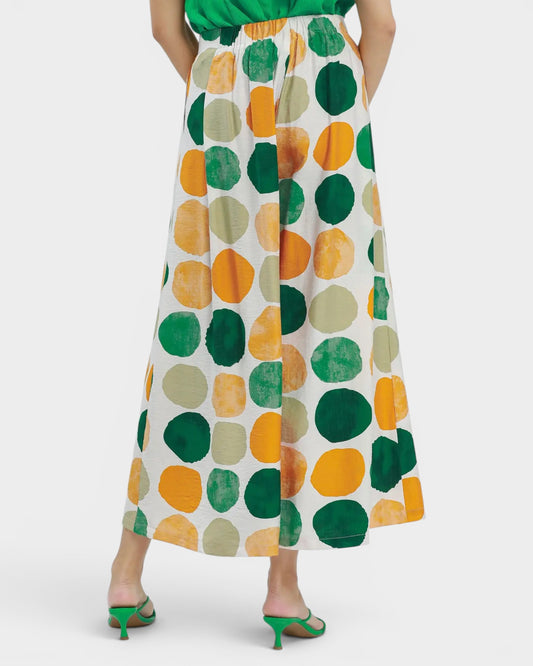 Green Multi Dot Wide Leg Pants