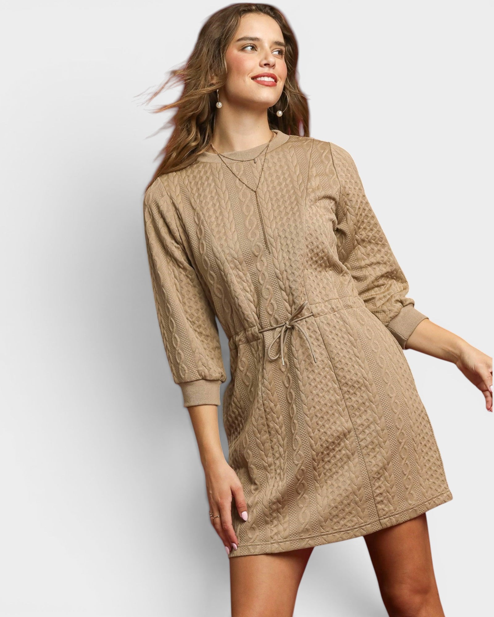 Taupe Quilted Mini Dress