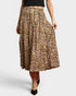 Tan Leopard Drawstring Midi Skirt