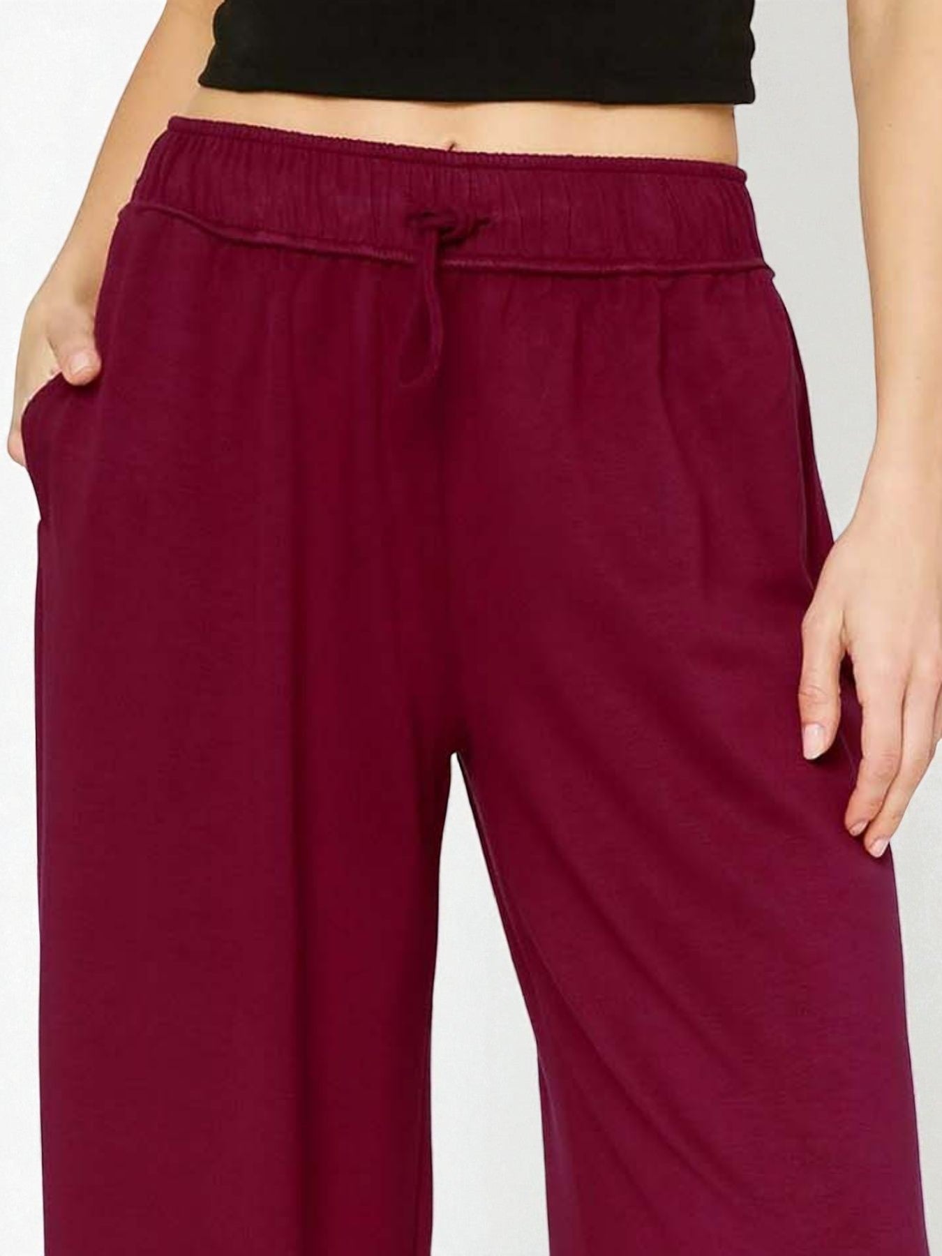 Berry Wine Wide Leg Lounge Pants