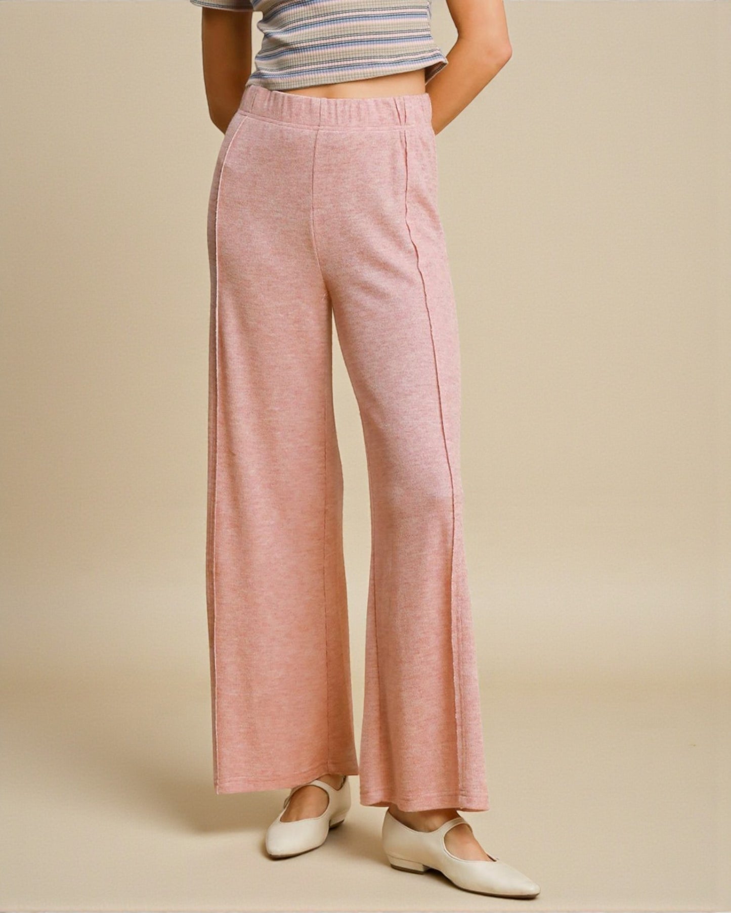 Blush Heather Wide-Leg Lounge Pants