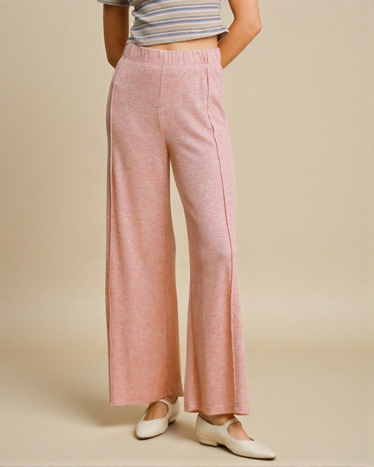 Blush Heather Wide-Leg Lounge Pants