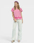 Bubblegum Pink Embroidered Scallop Sleeve Top