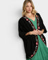 Black Embroidered Cotton Kimono