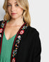 Black Embroidered Cotton Kimono