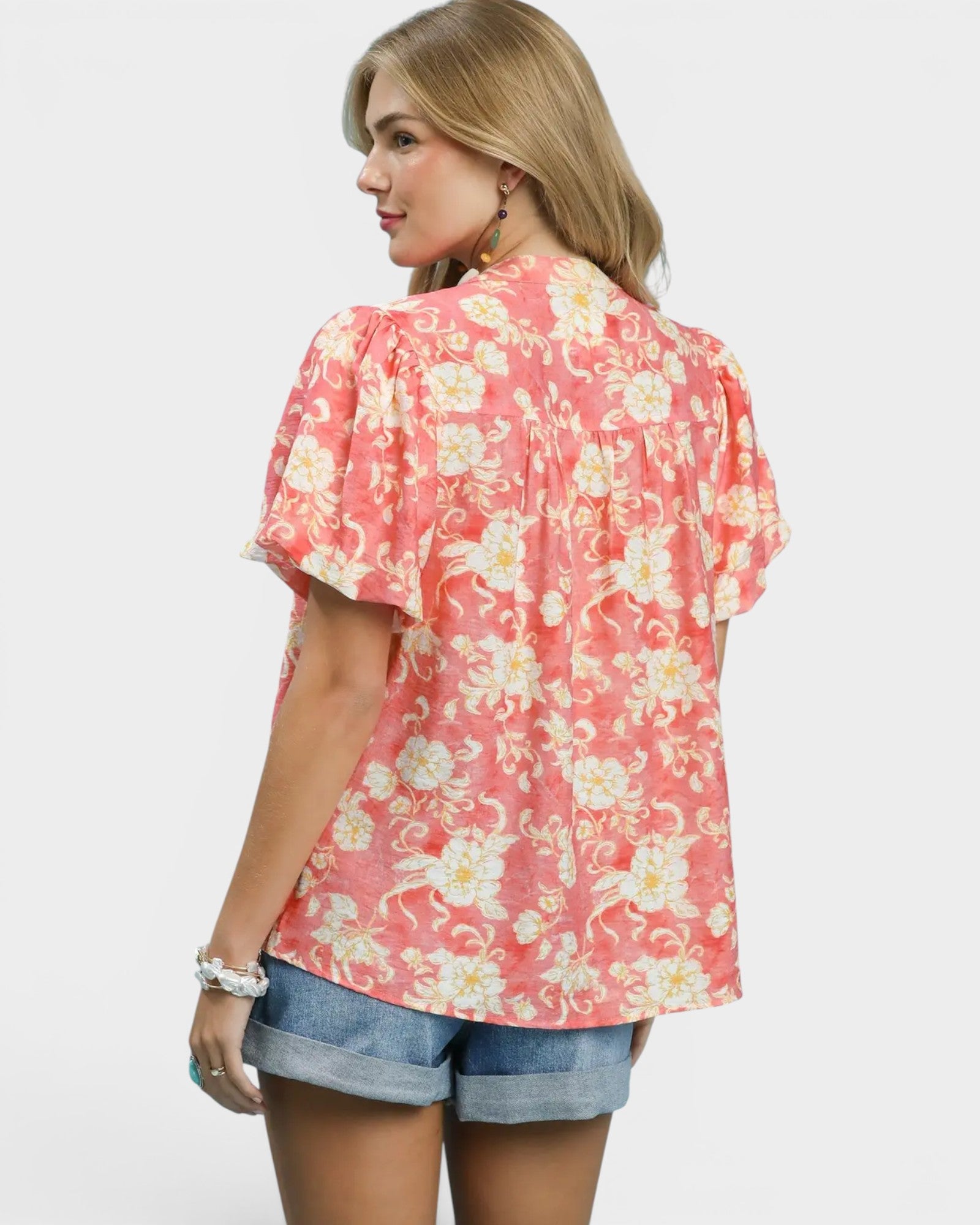 Coral Floral Blouse