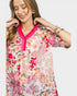 Pink Multi Floral Pleated Trim Blouse