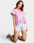 Pink Embroidered Flutter Sleeve Top