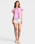 Pink Embroidered Flutter Sleeve Top