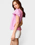 Pink Embroidered Flutter Sleeve Top