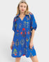 Cerulean Botanical Print Mini Dress