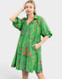 Green Botanical Print Mini Dress